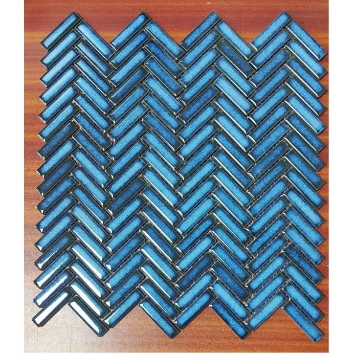 Blue Herringbone Mosaic Tile