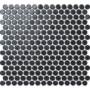 Black Penny Round Ceramic Mosaic Tile