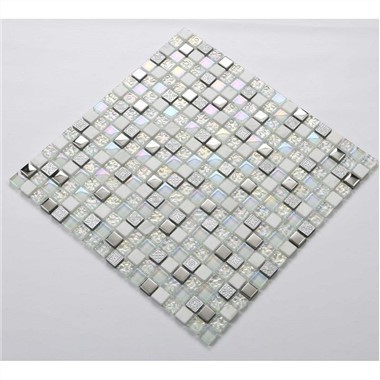 White Glass Mosaic Tile Backsplash